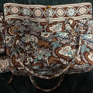 Vera Bradley Brown and Blue Floral Tote Set
